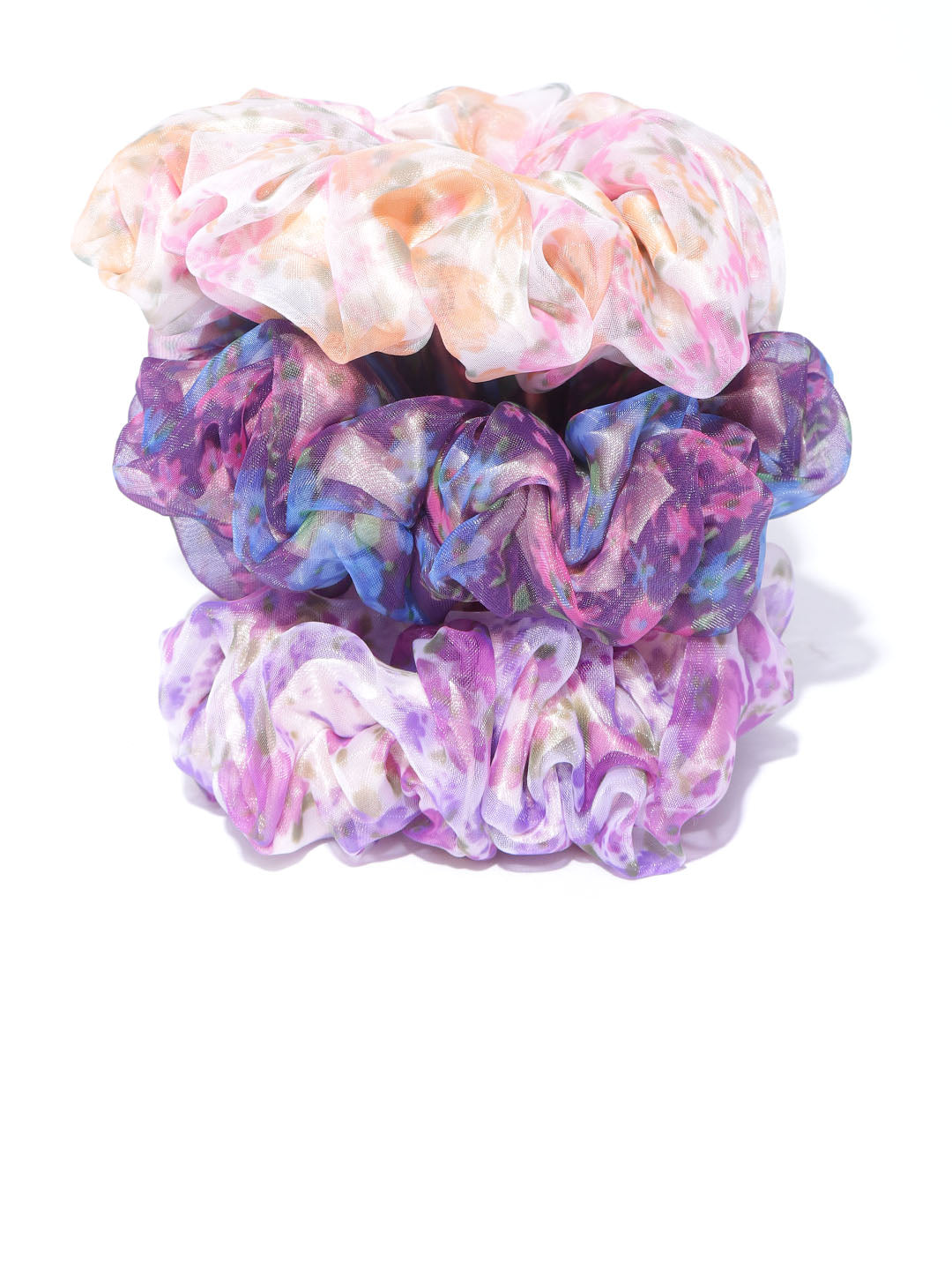Blueberry set of 3 multi color scrunchies