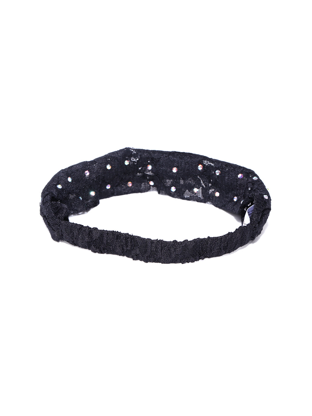 Blueberry black floral lace hair band