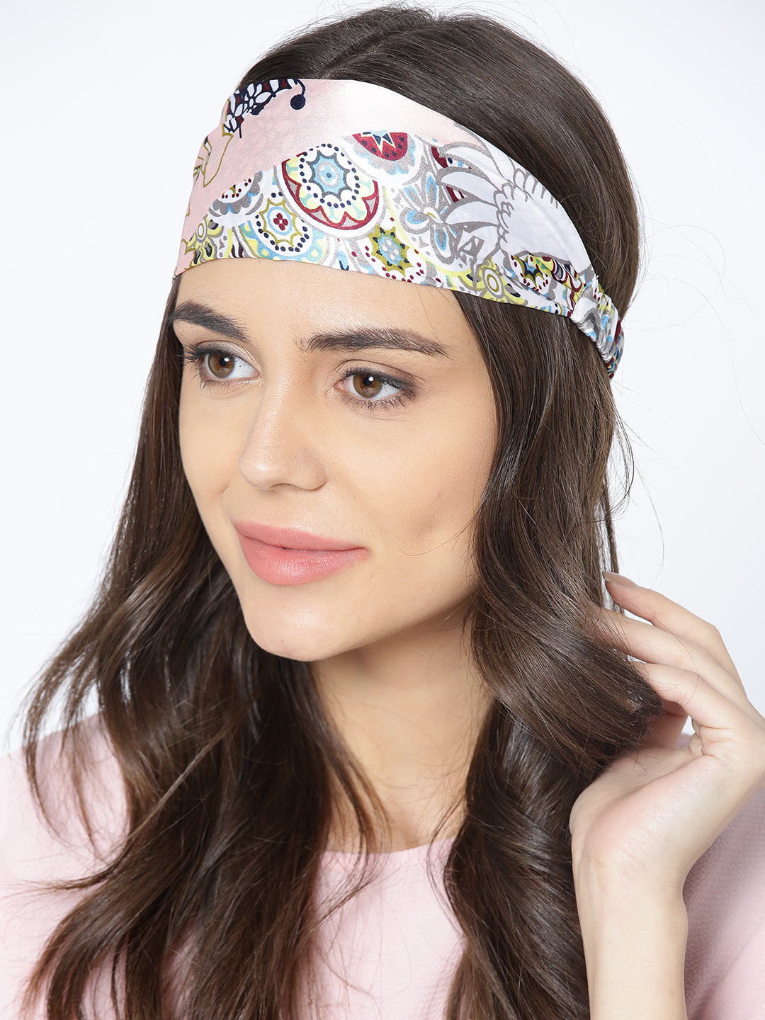 Blueberry multi coloured printed satin headwrap