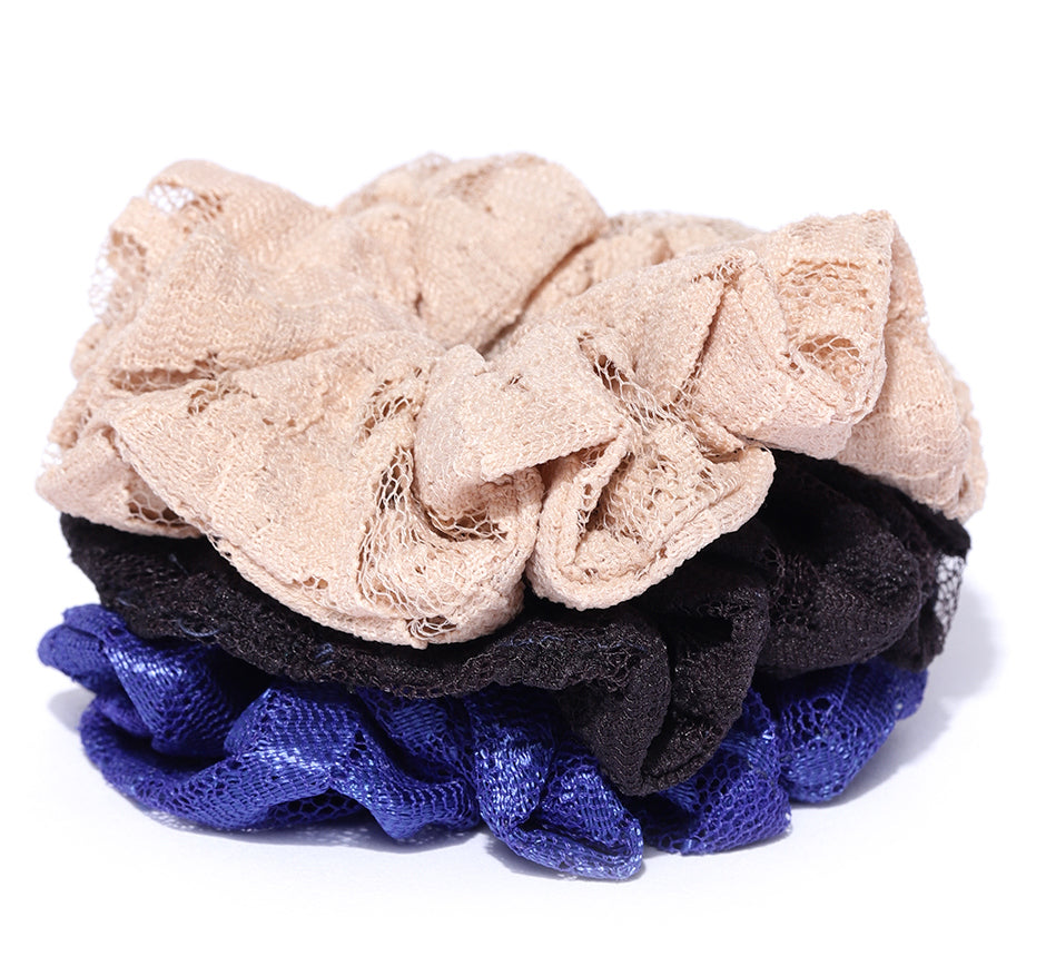 Blueberry set of 3 multi color ponytail holder