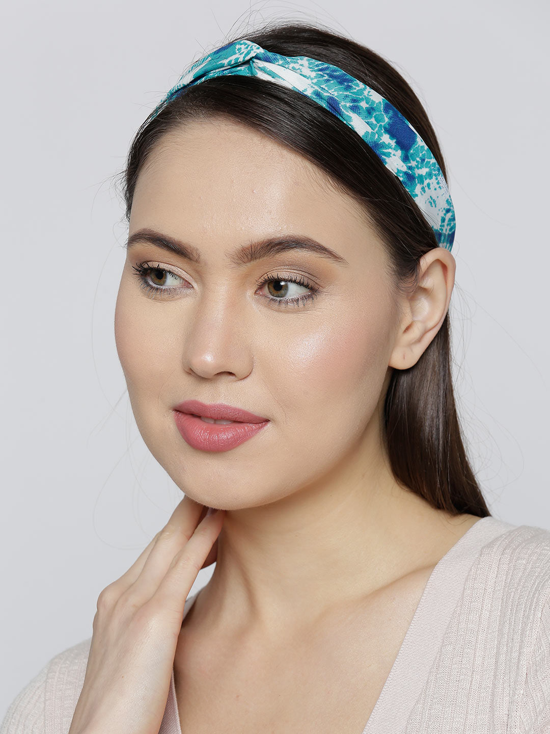 Blueberry blue color printed hair band