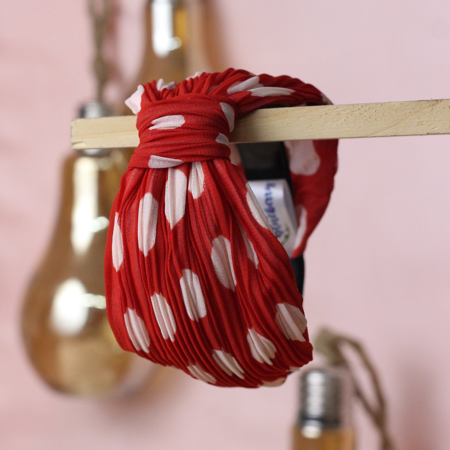 Blueberry white dotted printed red hair band