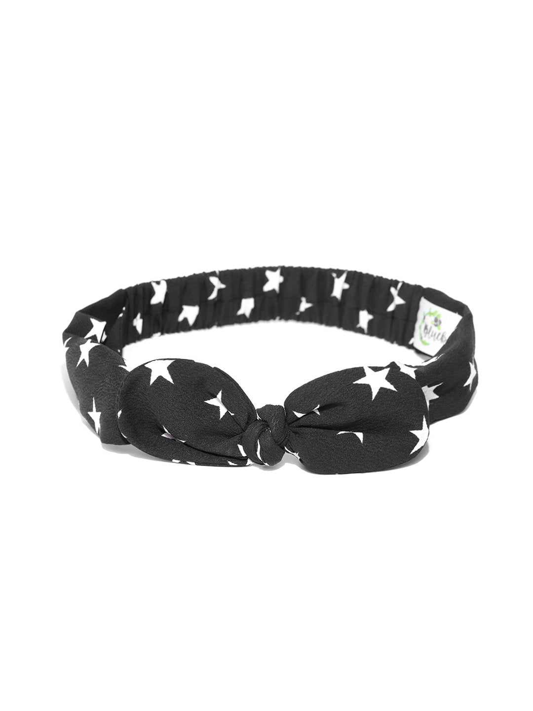 Blueberry black colour star print bunny knot detailing hair band
