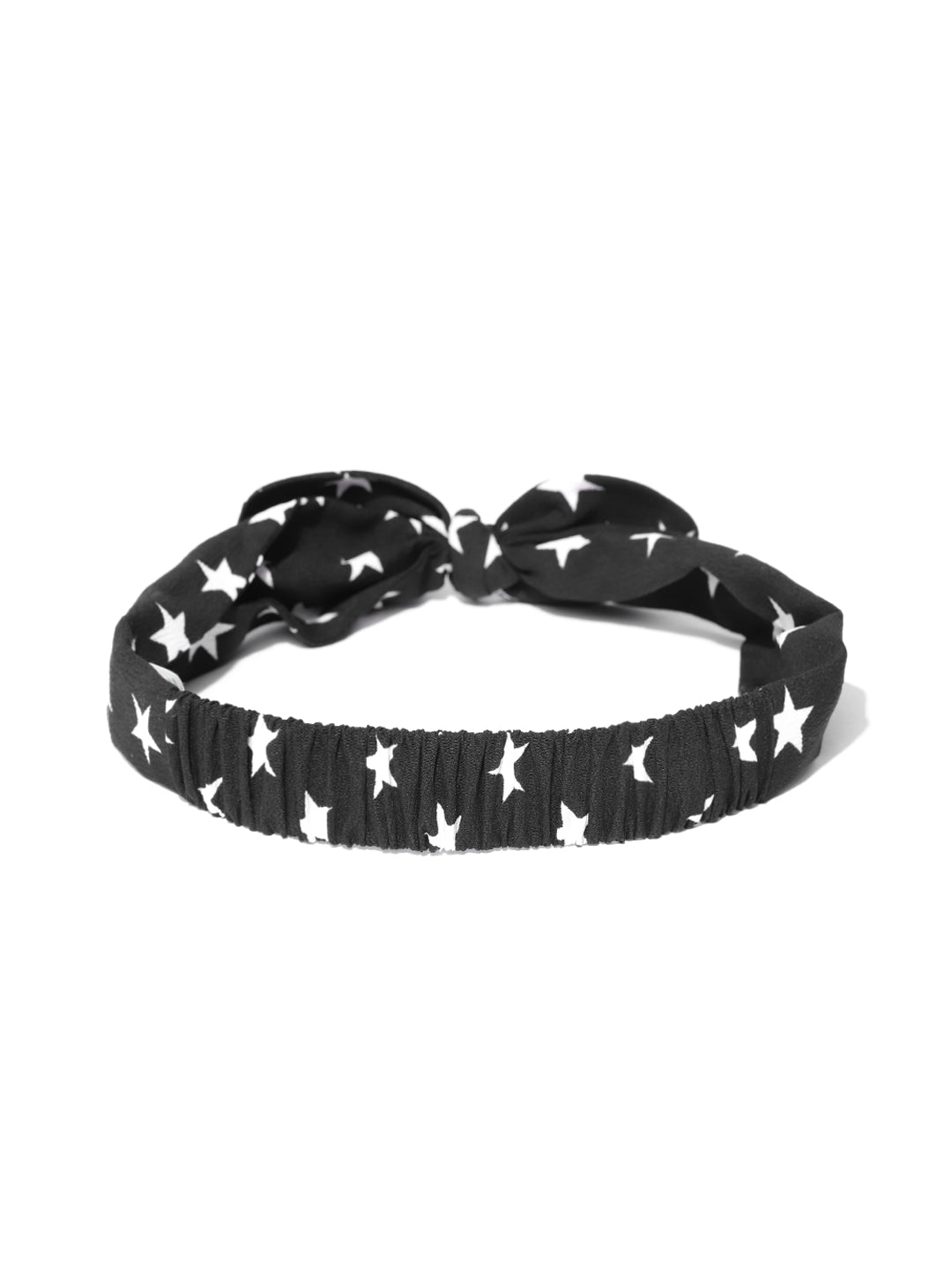Blueberry black colour star print bunny knot detailing hair band