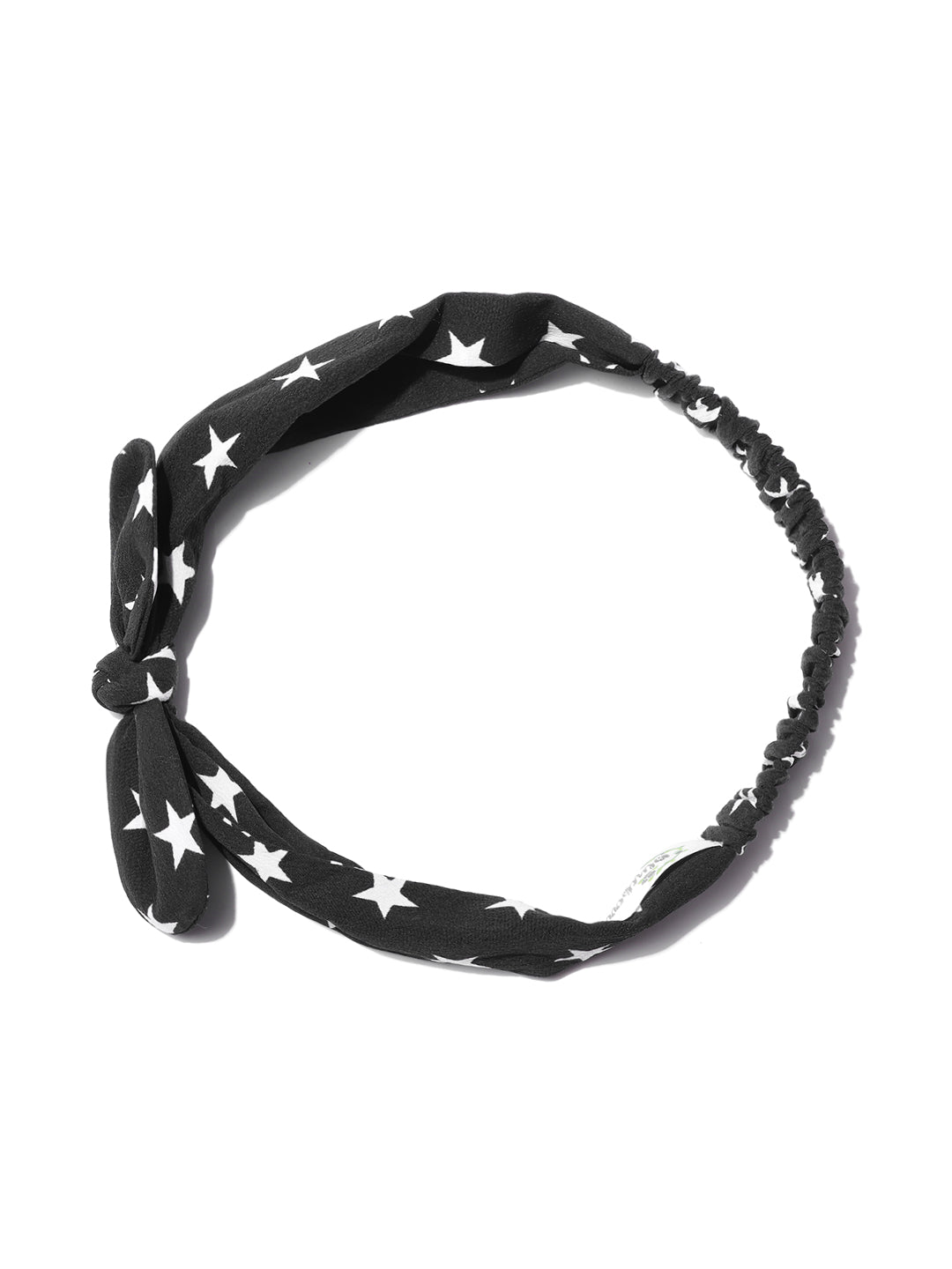 Blueberry black colour star print bunny knot detailing hair band