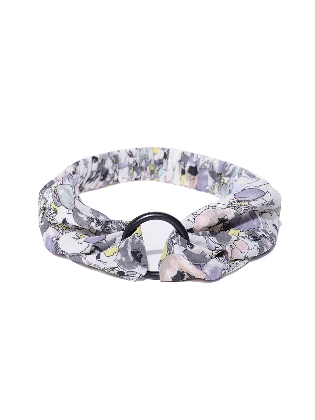 Blueberry multi colour floral print knot detailing hair band
