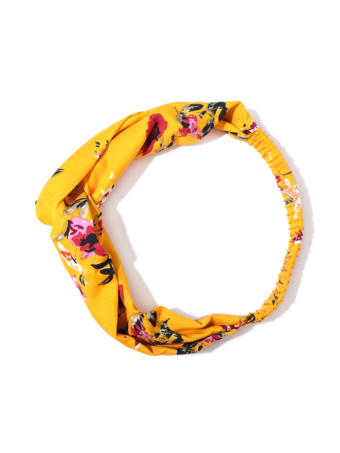Blueberry yellow color floral printed knotted hairband