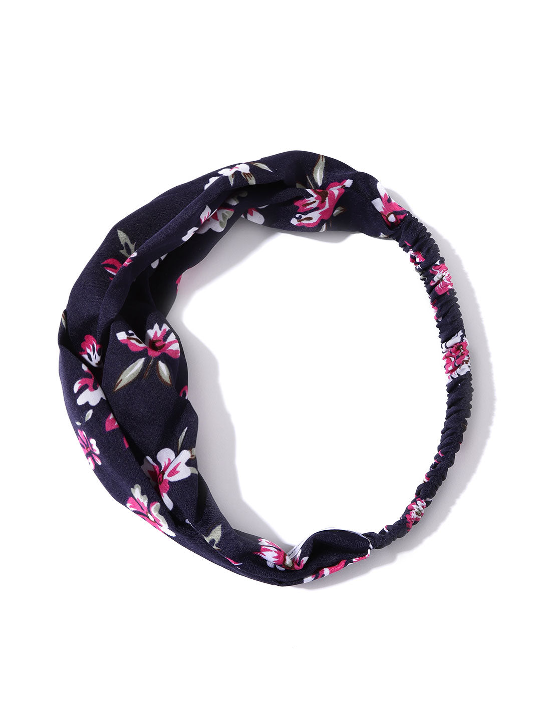 Blueberry black colour floral print knoted hairband