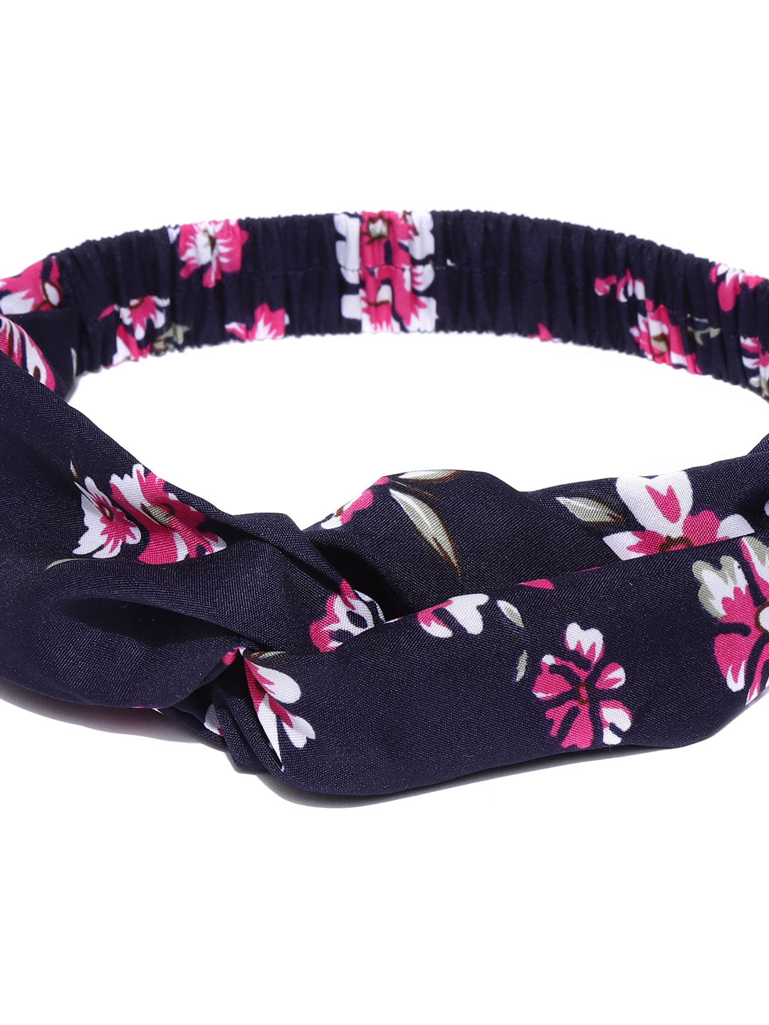 Blueberry black colour floral print knoted hairband
