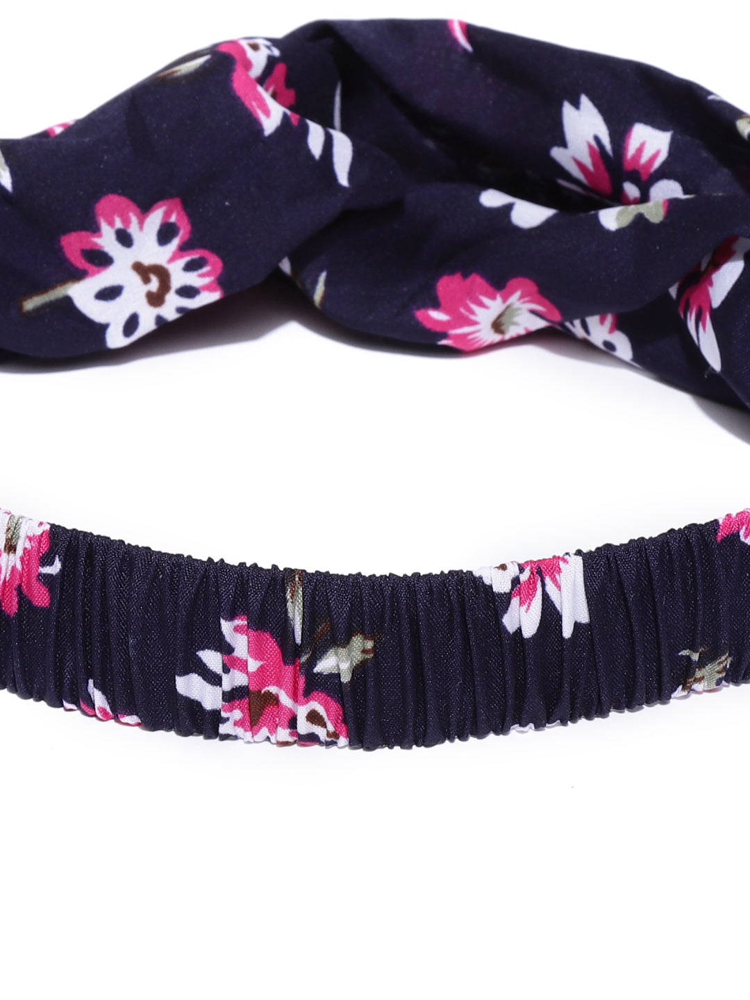 Blueberry black colour floral print knoted hairband