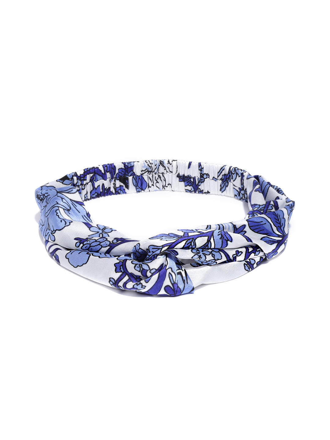 Blueberry blue floral knot detailing white hair band