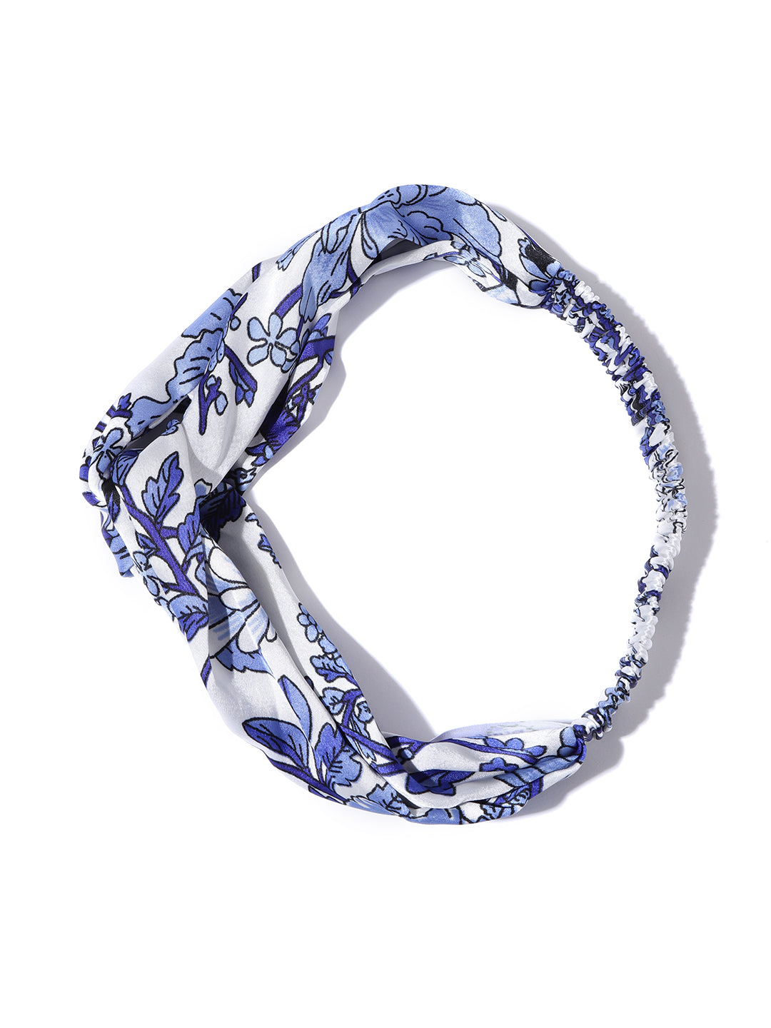 Blueberry blue floral knot detailing white hair band