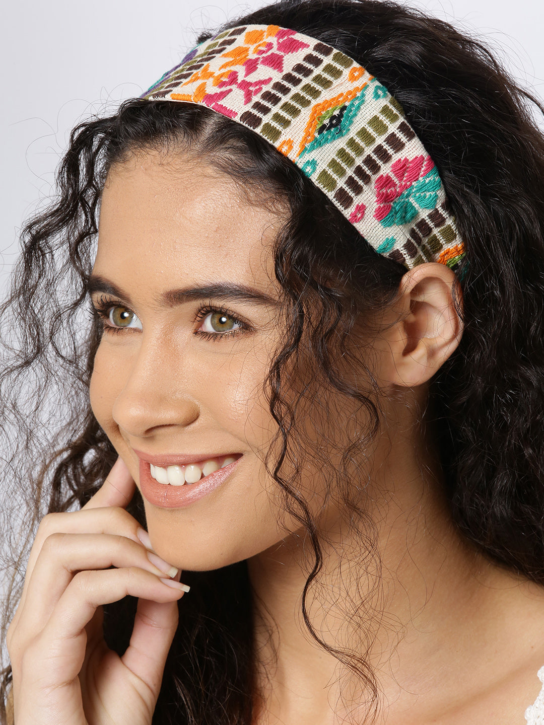 Blueberry multi color embroidery hairband