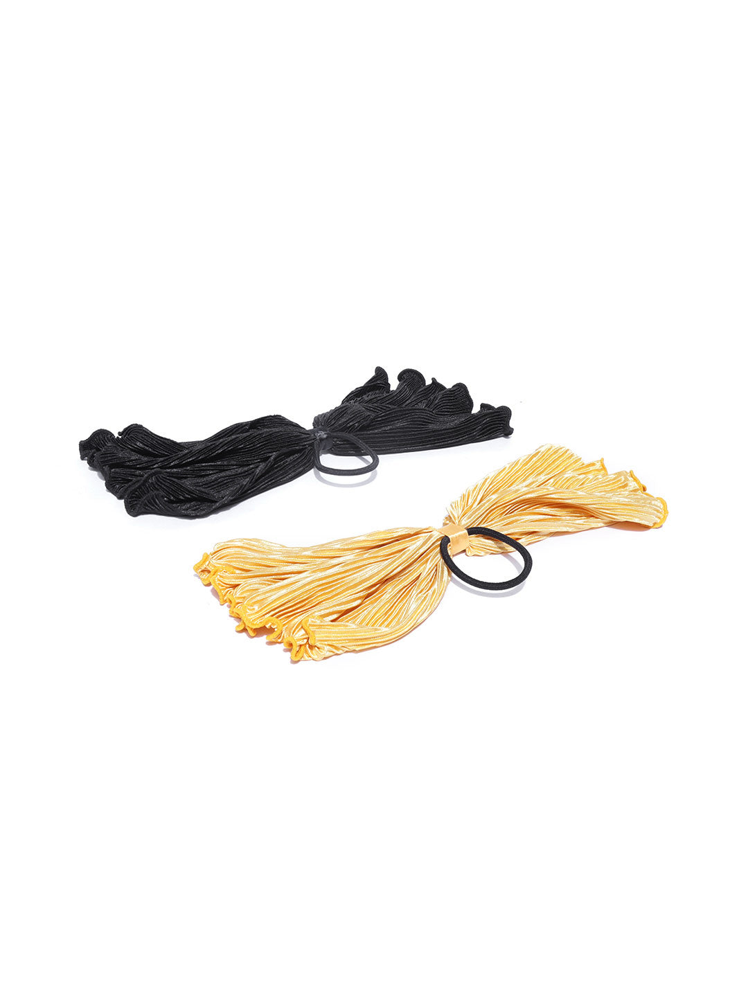 Blueberry set of 2 yellow and black colour ponytail holder