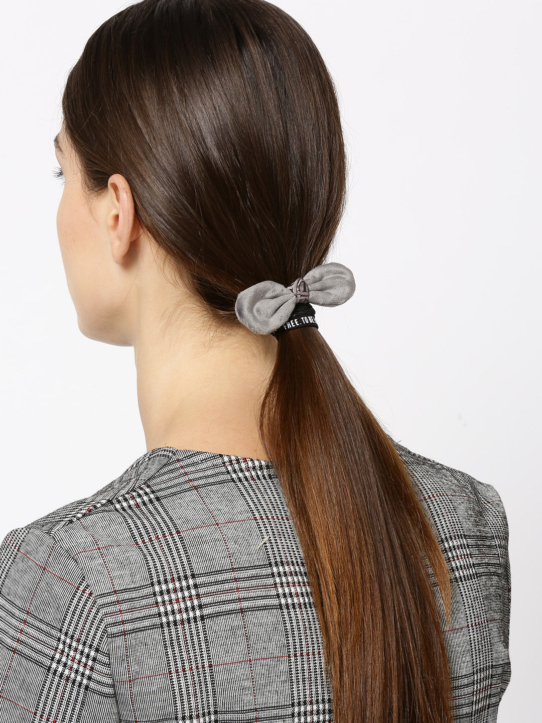 Blueberry set of 2 multi colour knot detailing scrunchie with grey hair clip