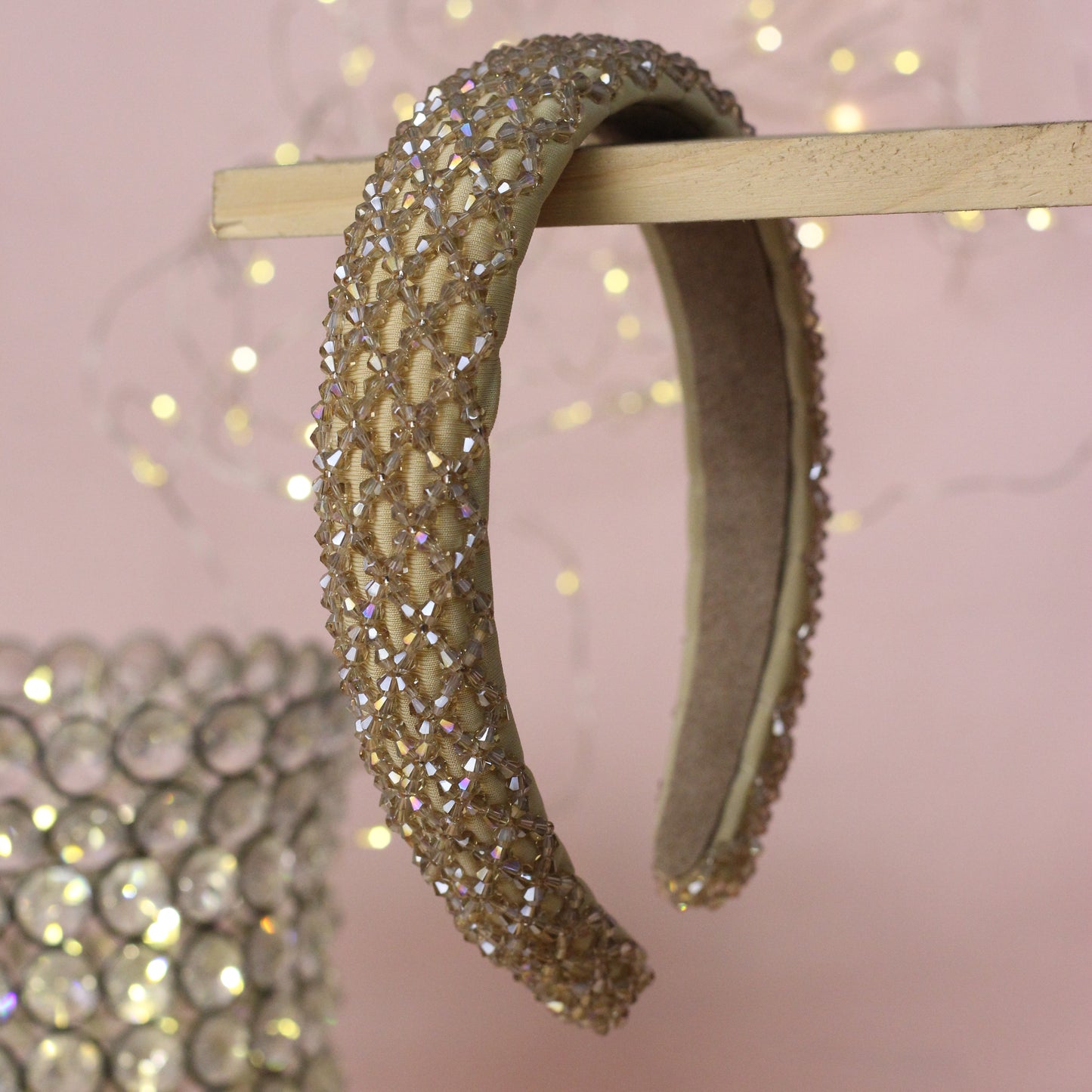 Blueberry golden beads detailing hair band