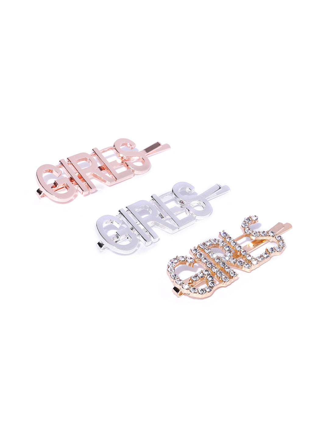 Blueberry set of 3 gold and silver plated girls hair pins