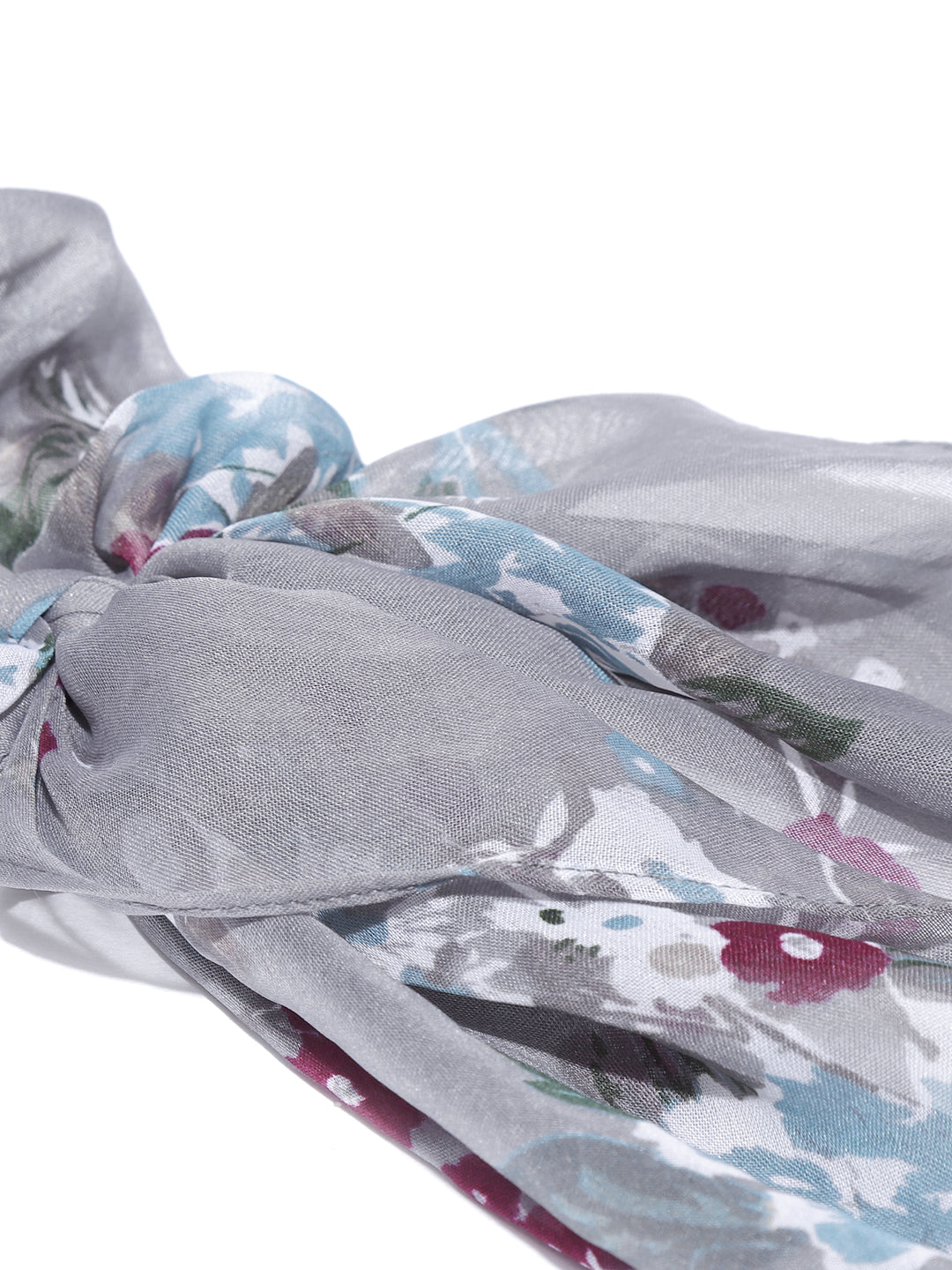 Blueberry floral printed multi ruffle scrunchie