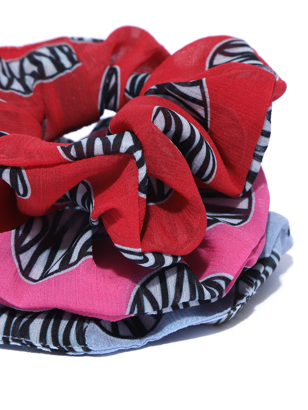 Blueberry set of 3 multi printed scrunchies