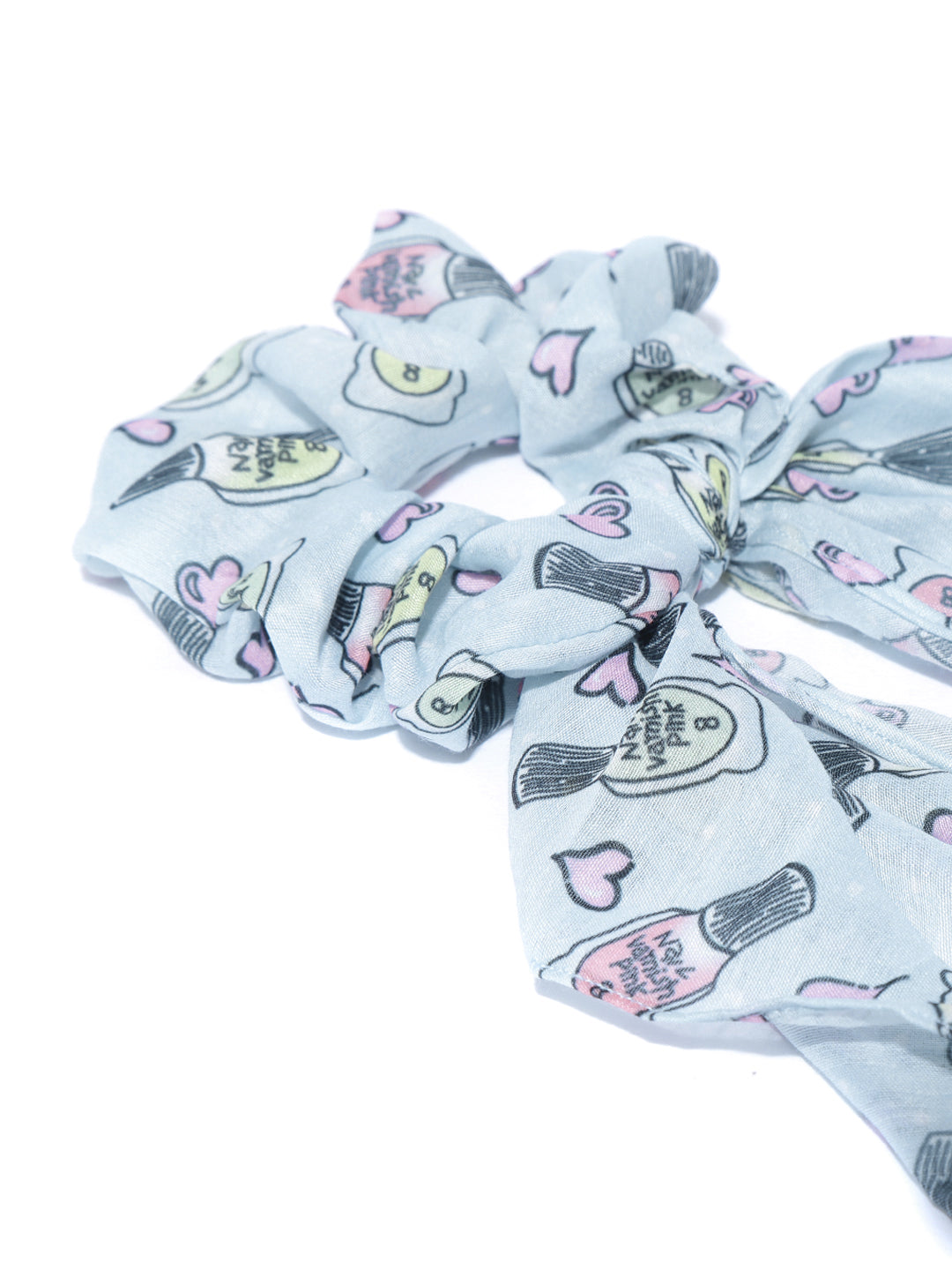 Blueberry bottle printed multi ruffle scrunchie