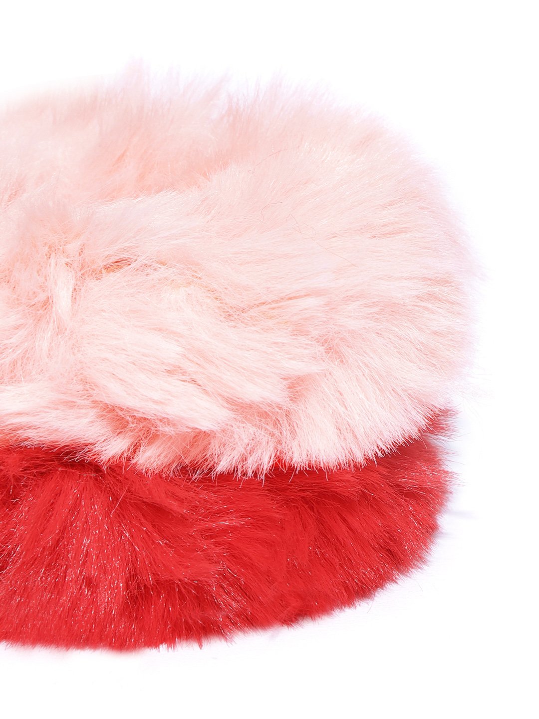 Blueberry set of 2 red and peach faux fur scrunchie