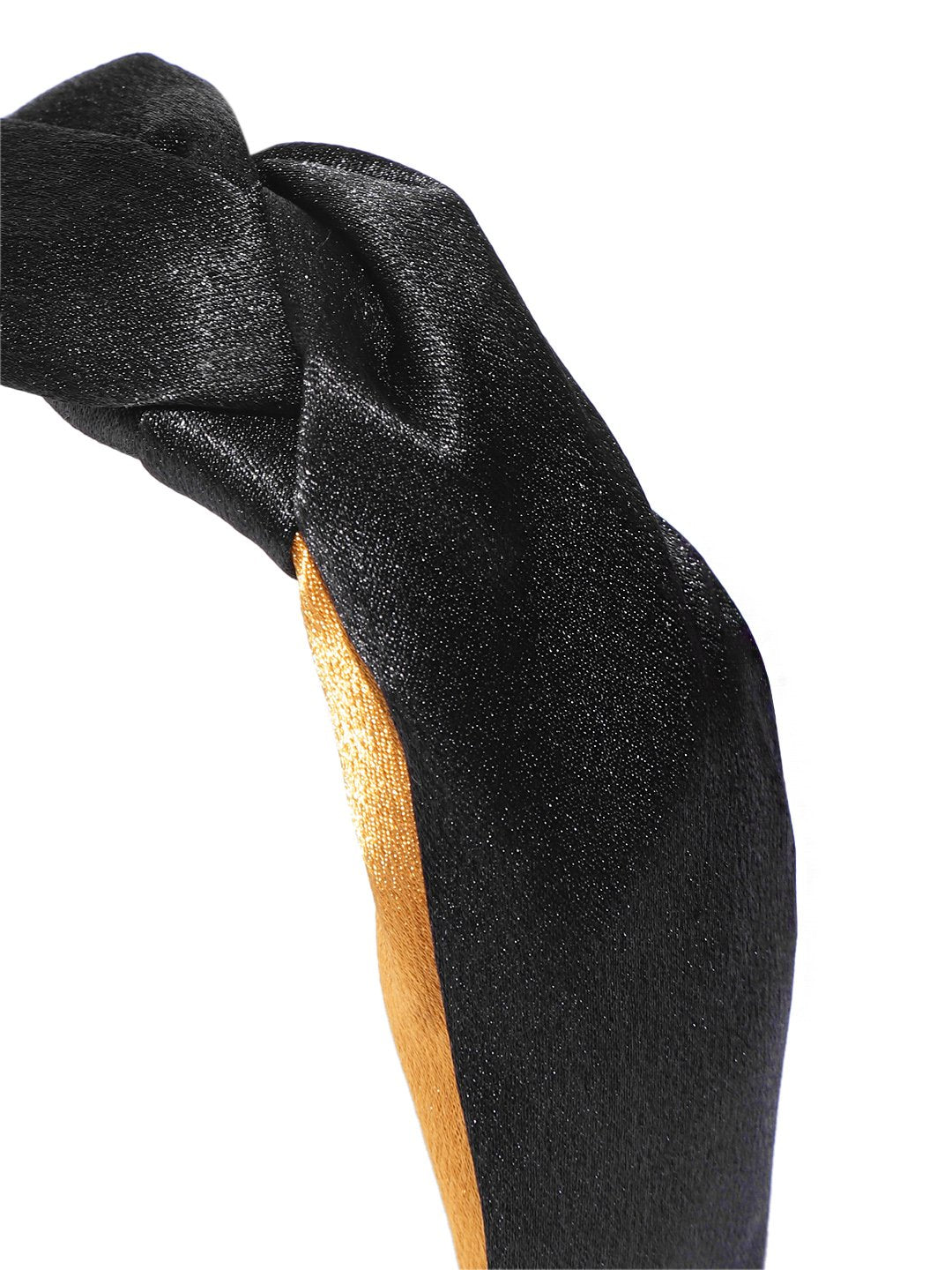 Blueberry black and mustard double tone satin knot hair band