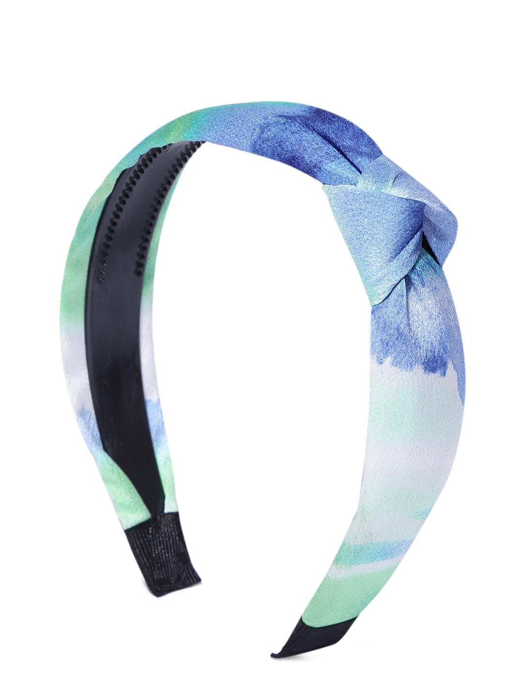 Blueberry multi print satin knot hairband