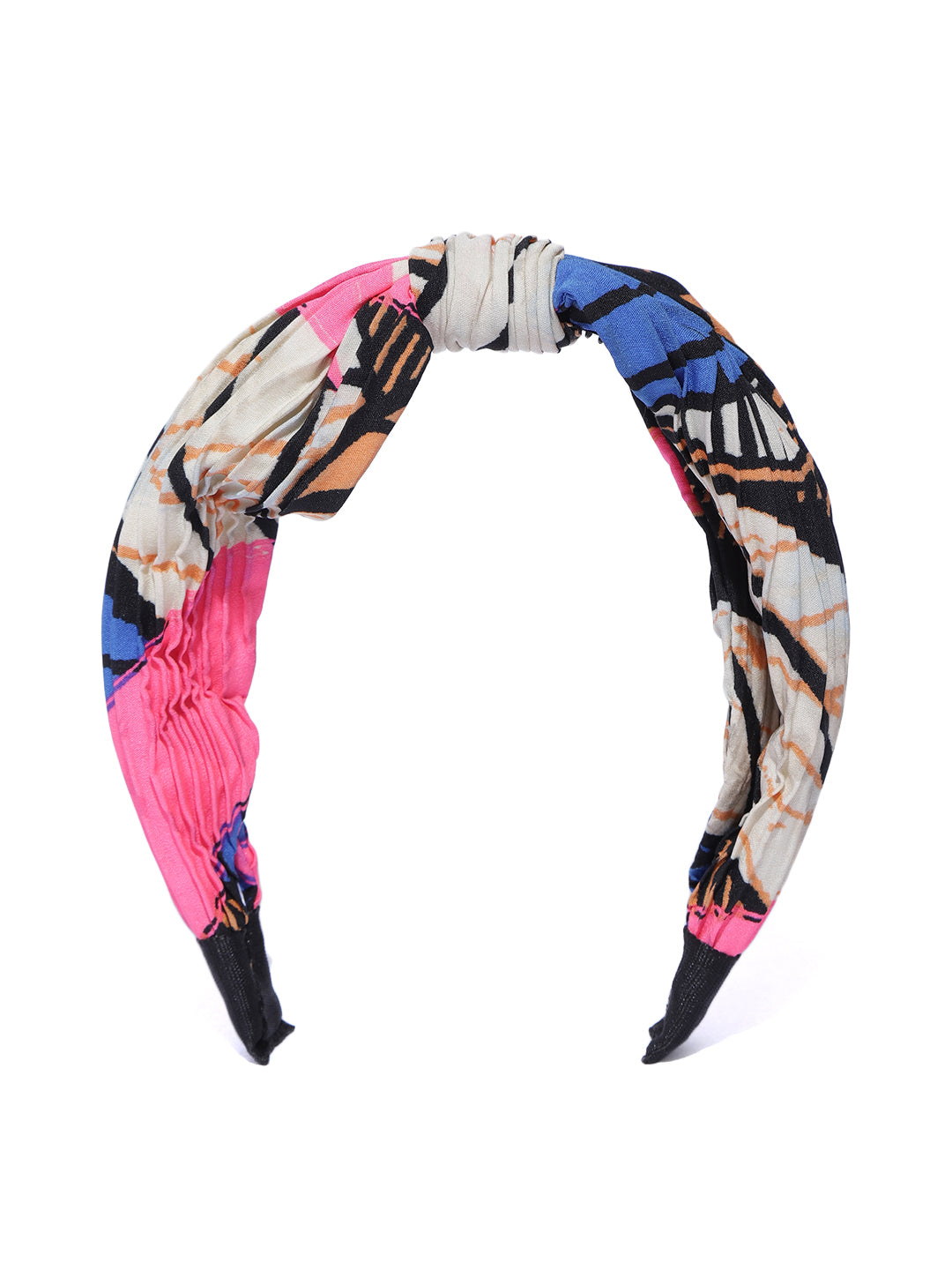 Blueberry multi printed pleated knot hairband