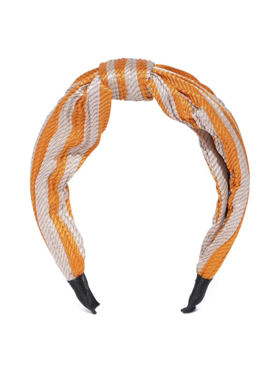 Blueberry Mustard & beige stripe pleated knot hairband