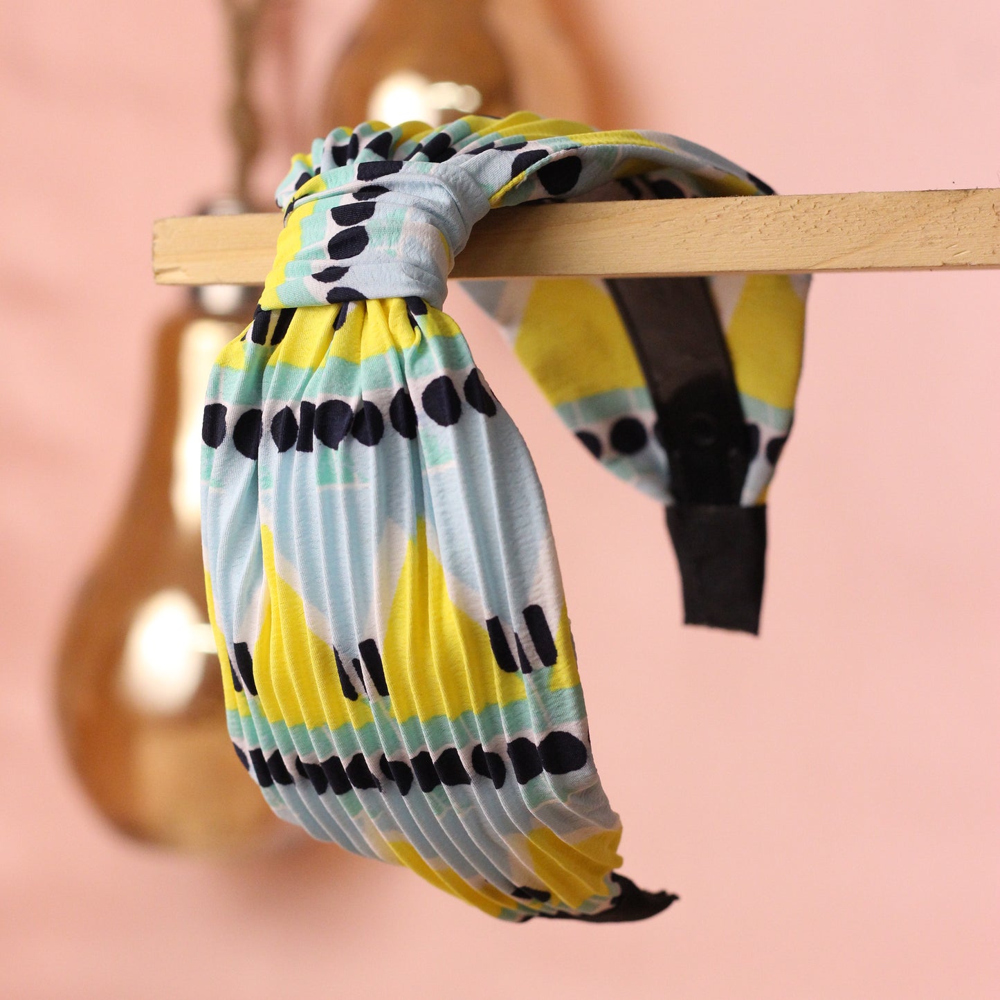 Blueberry multi printed pleated knot hairband