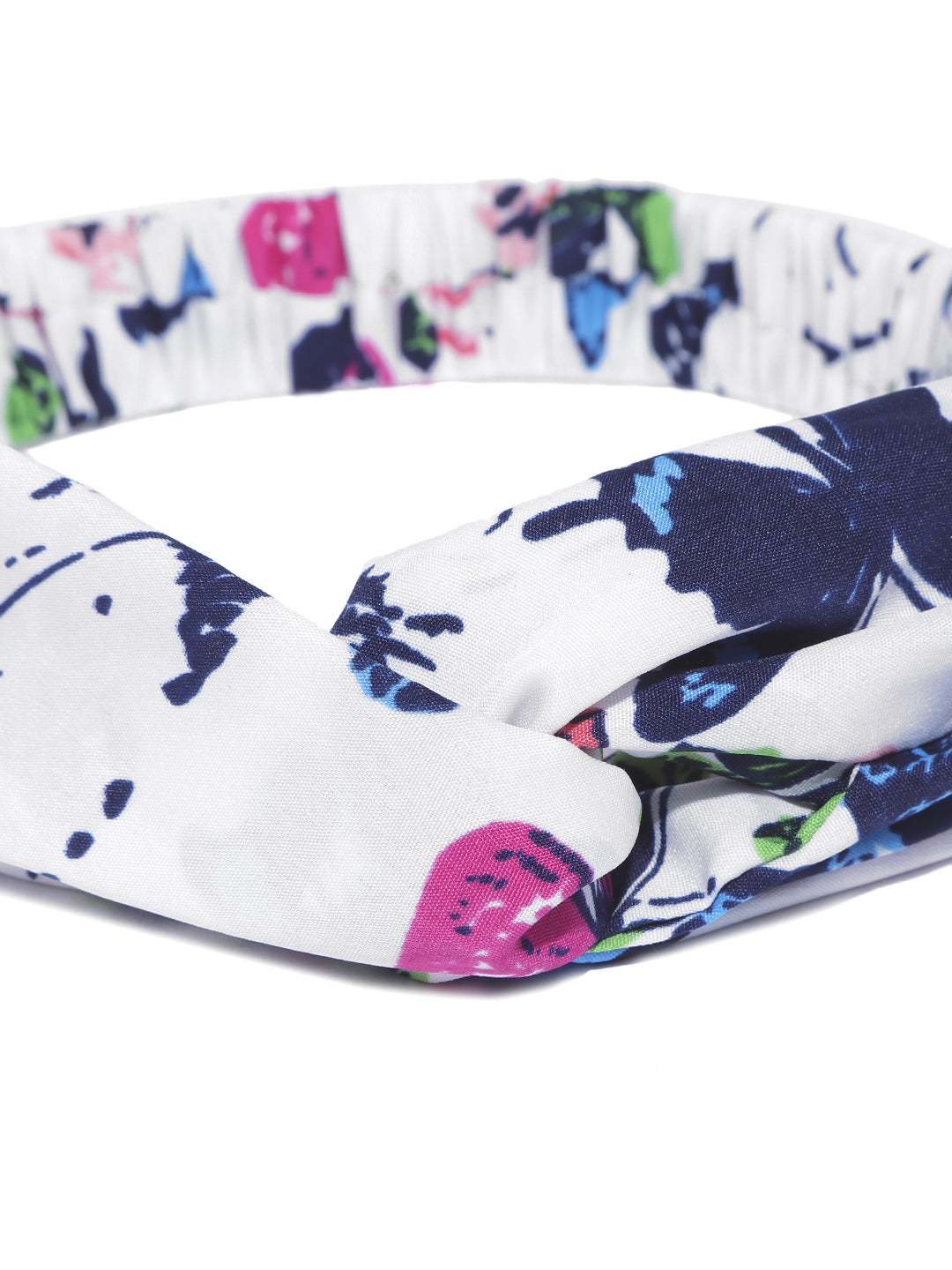 Blueberry multi floral printed white knot hairband