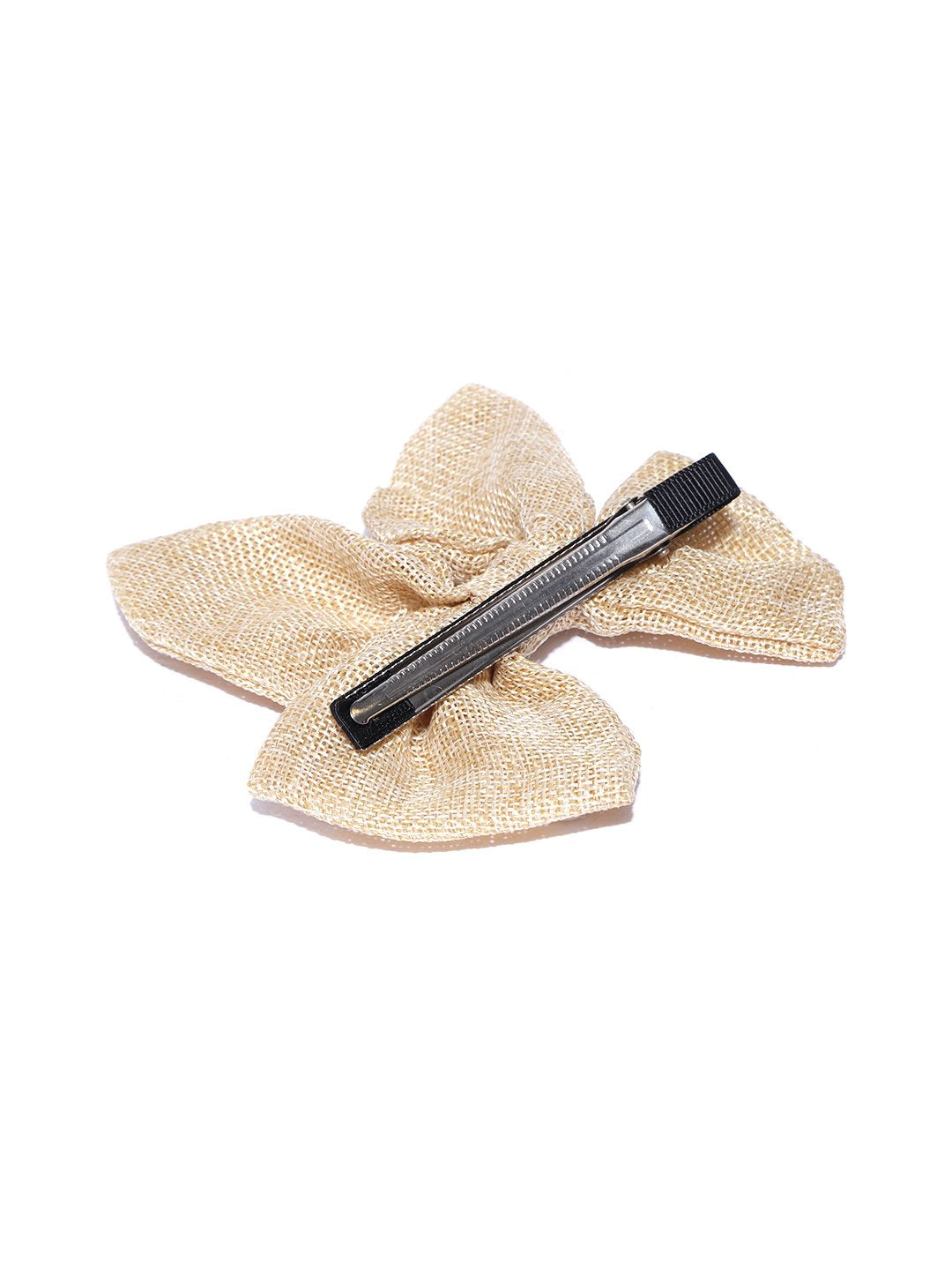 Blueberry beige jute pearl Embellishment hair bow clip