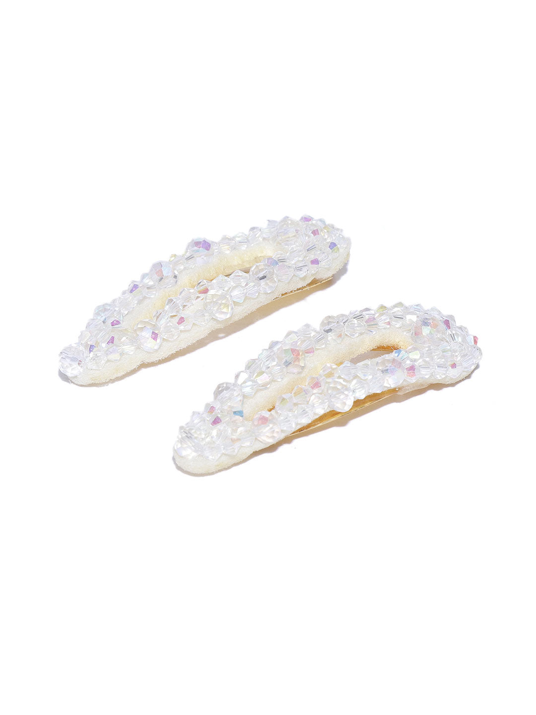 Blueberry white crystal beads detailing hair clip combo