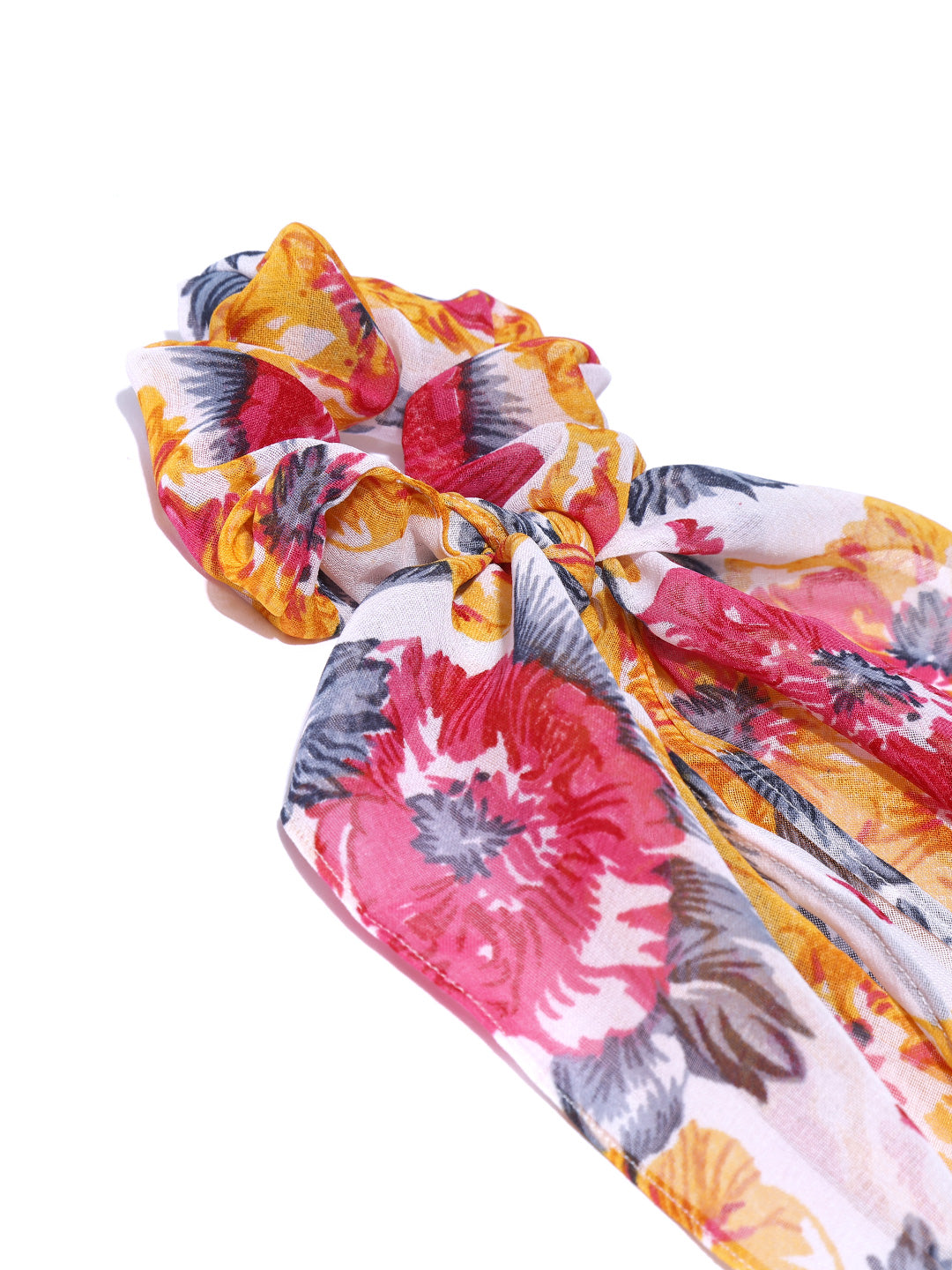 Blueberry multi floral printed ruffle scrunchie