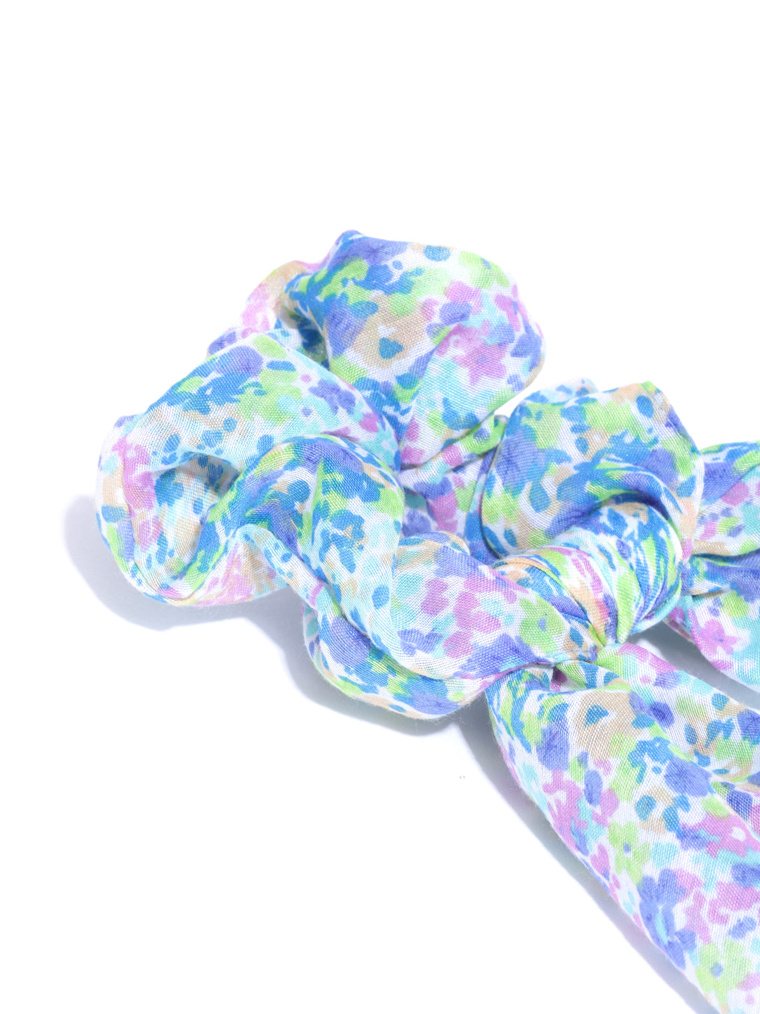 Blueberry floral printed Multi ruffle scrunchie
