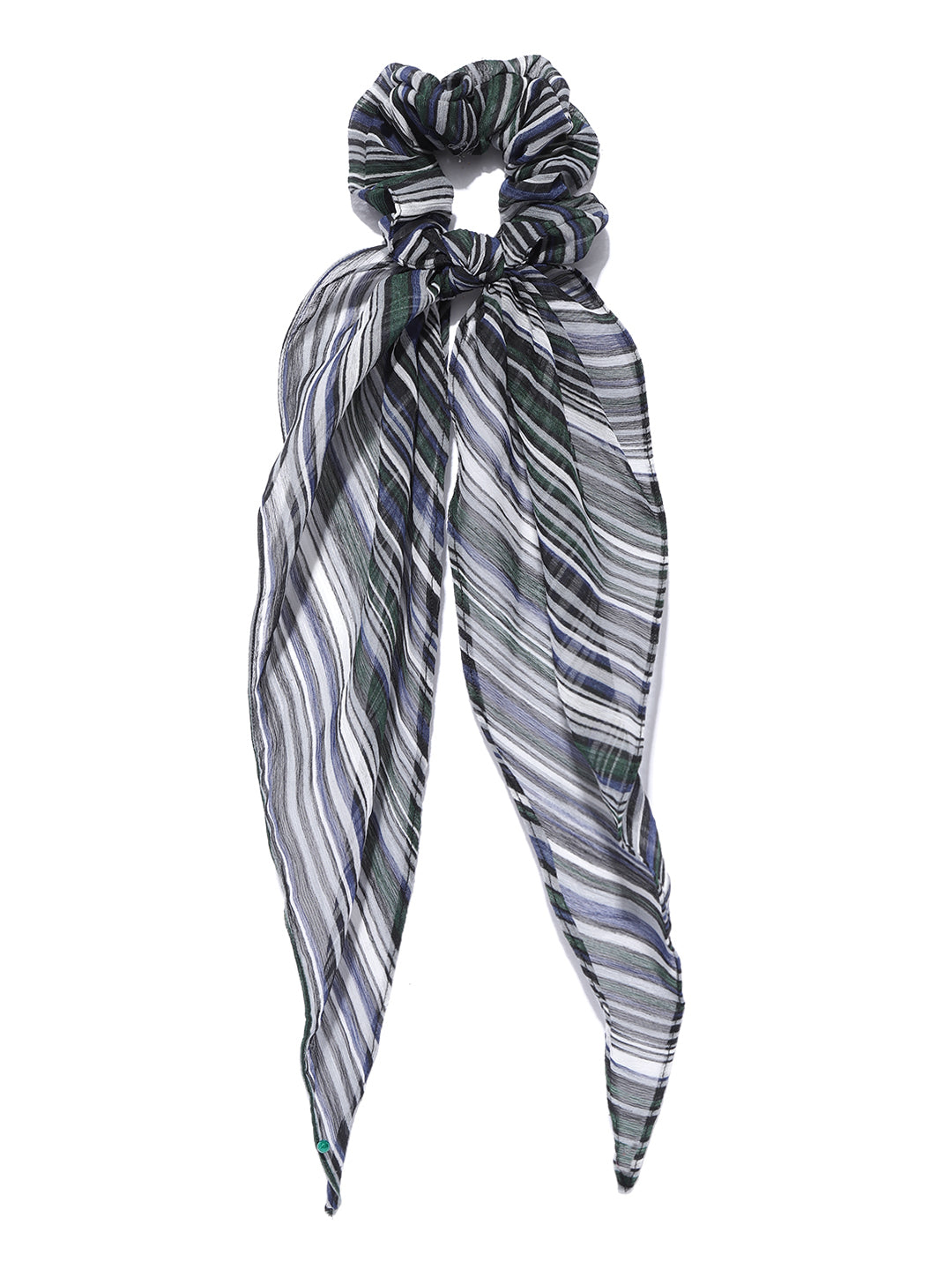 Blueberry multi stripe printed ruffle scrunchie