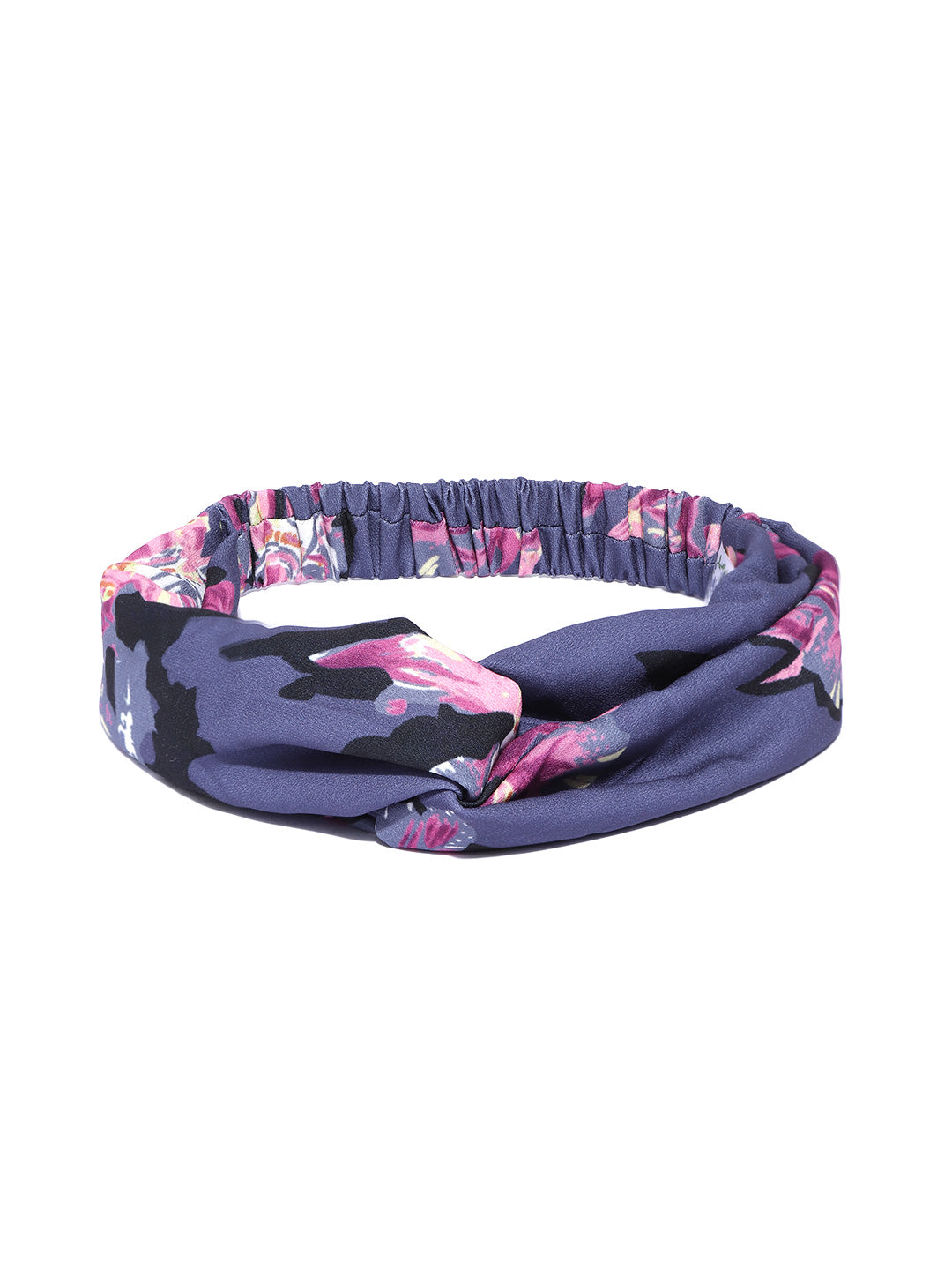 Blueberry multi floral printed blue knot hairband