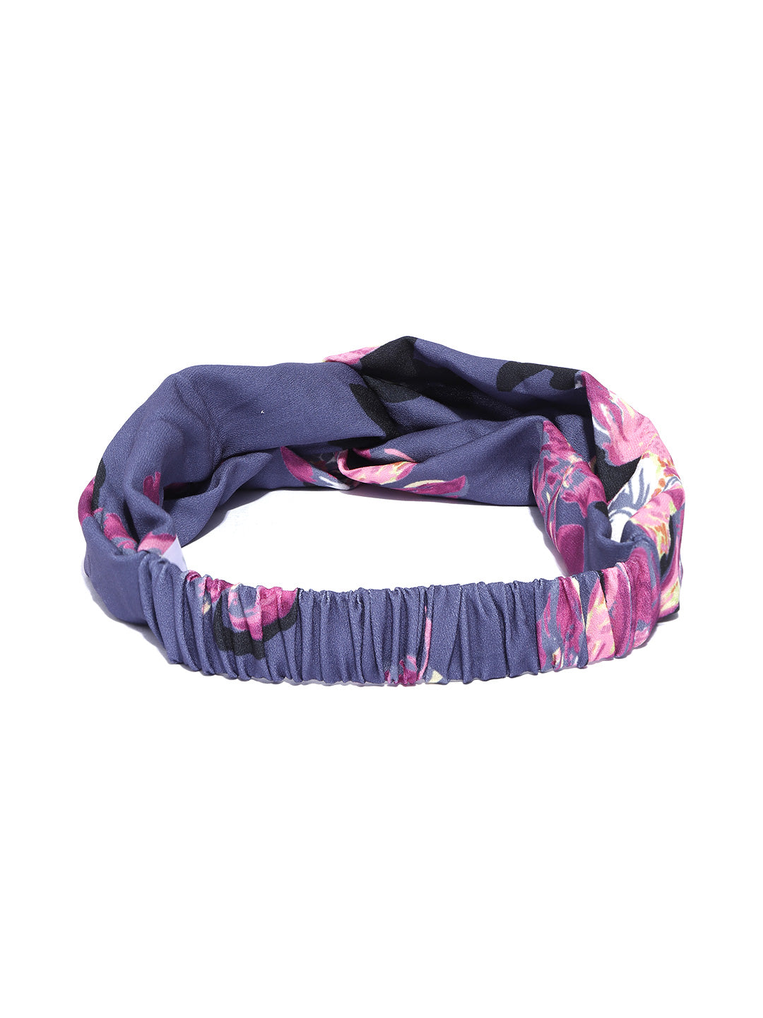 Blueberry multi floral printed blue knot hairband
