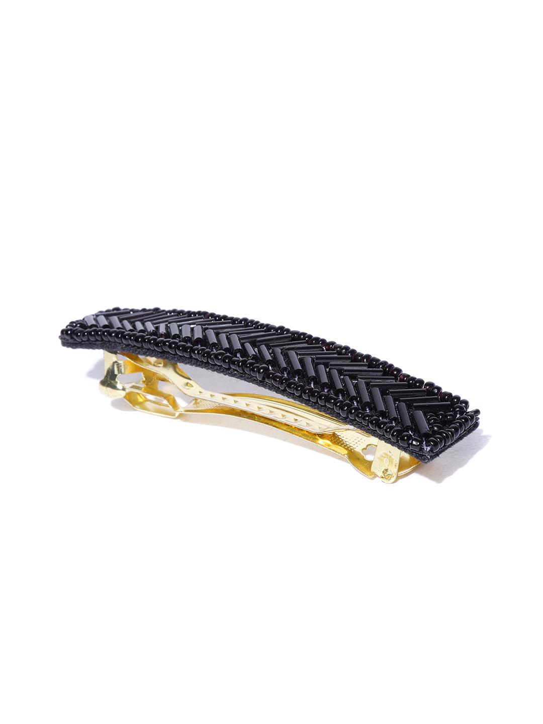 Blueberry black beads embellished handcrafted hair clip
