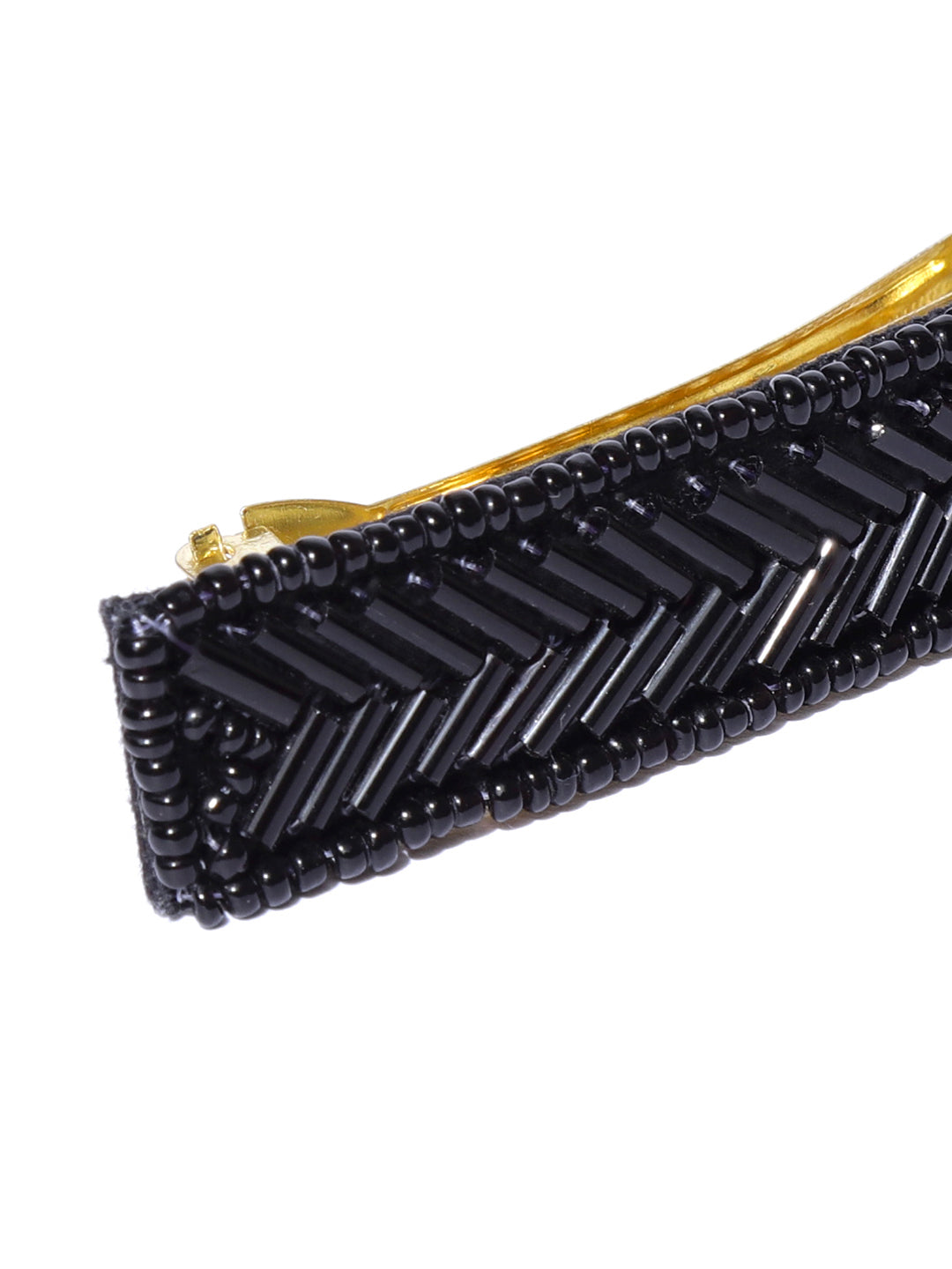 Blueberry black beads embellished handcrafted hair clip