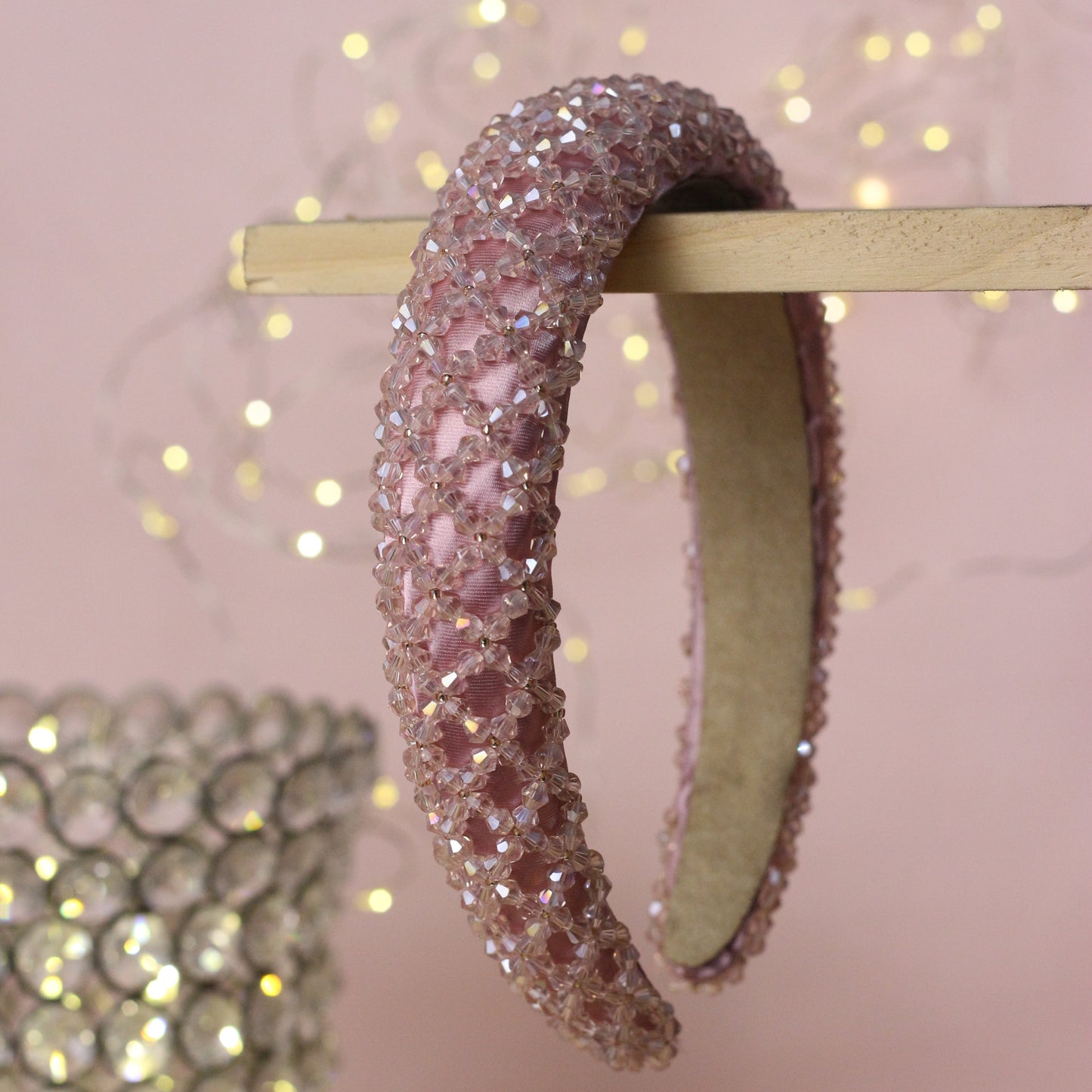 Blueberry pink beaded hairband