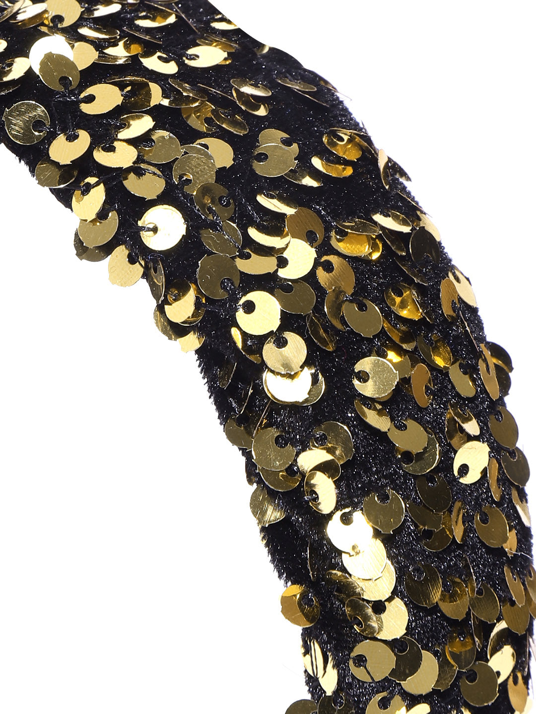 Blueberry golden sequence enmbellished black hairband