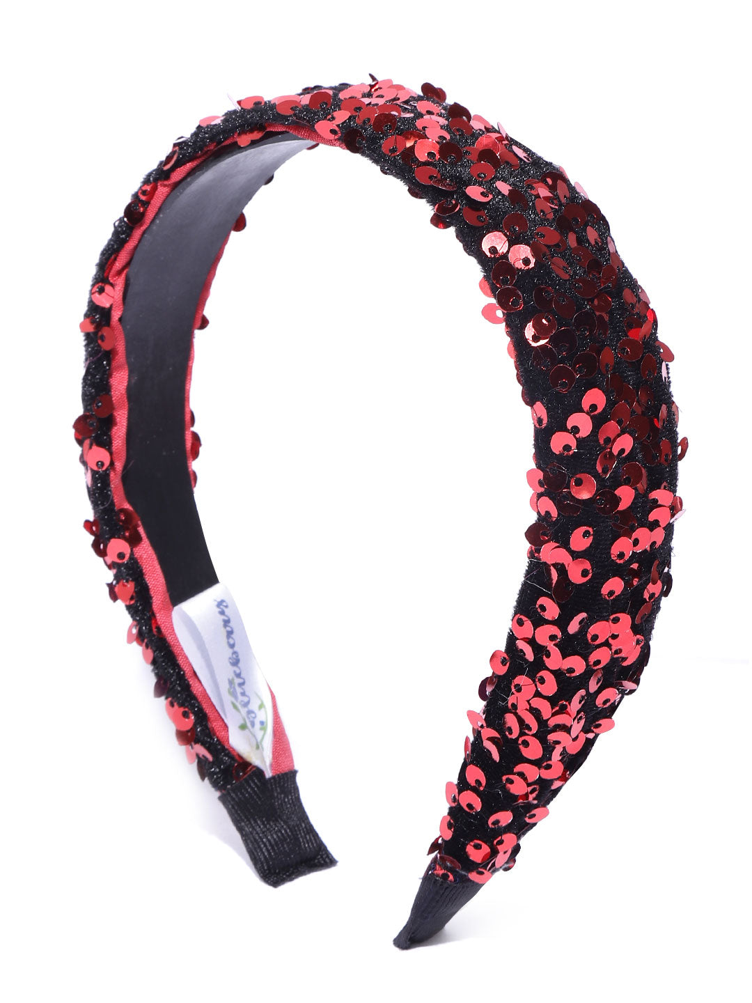 Blueberry red sequence embellished black hairband