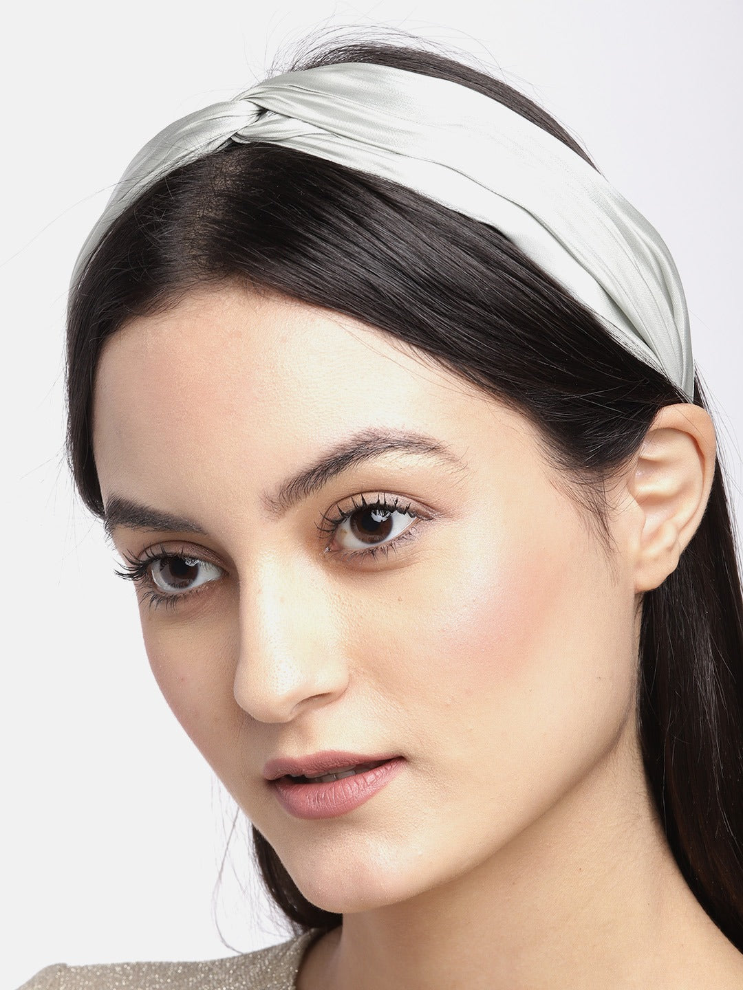 Blueberry mint green pleated knot hairband