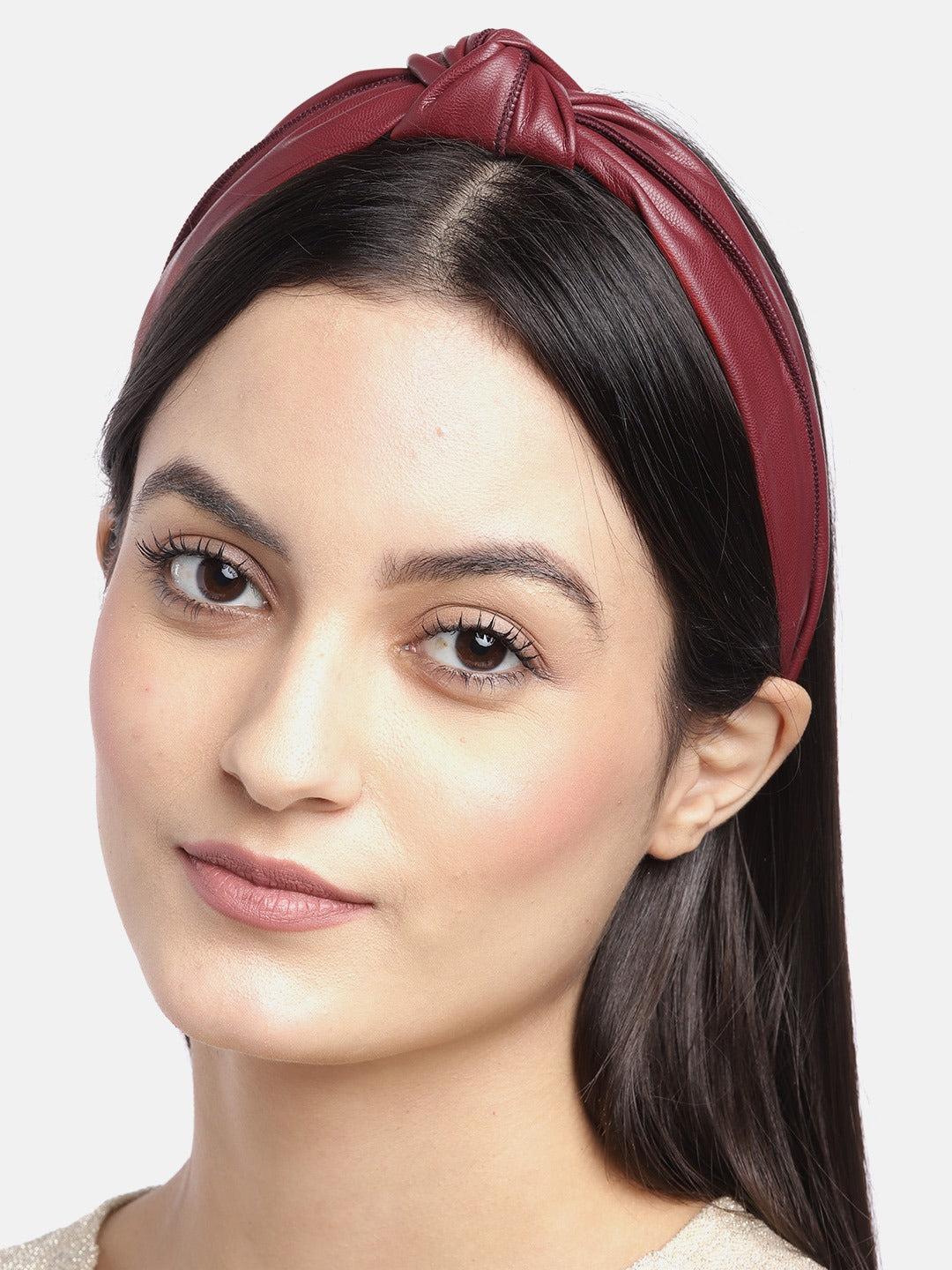 Blueberry red synthetic leather knot hairband