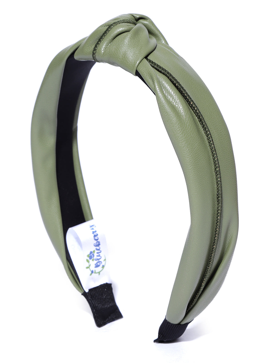 Blueberry olive green synthetic leather knot hairband