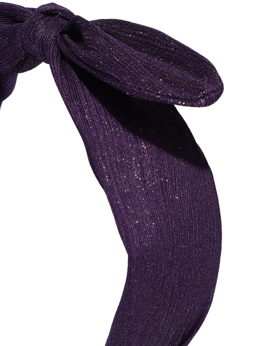 Blueberry Purple and gold lurex bunny knot hairband