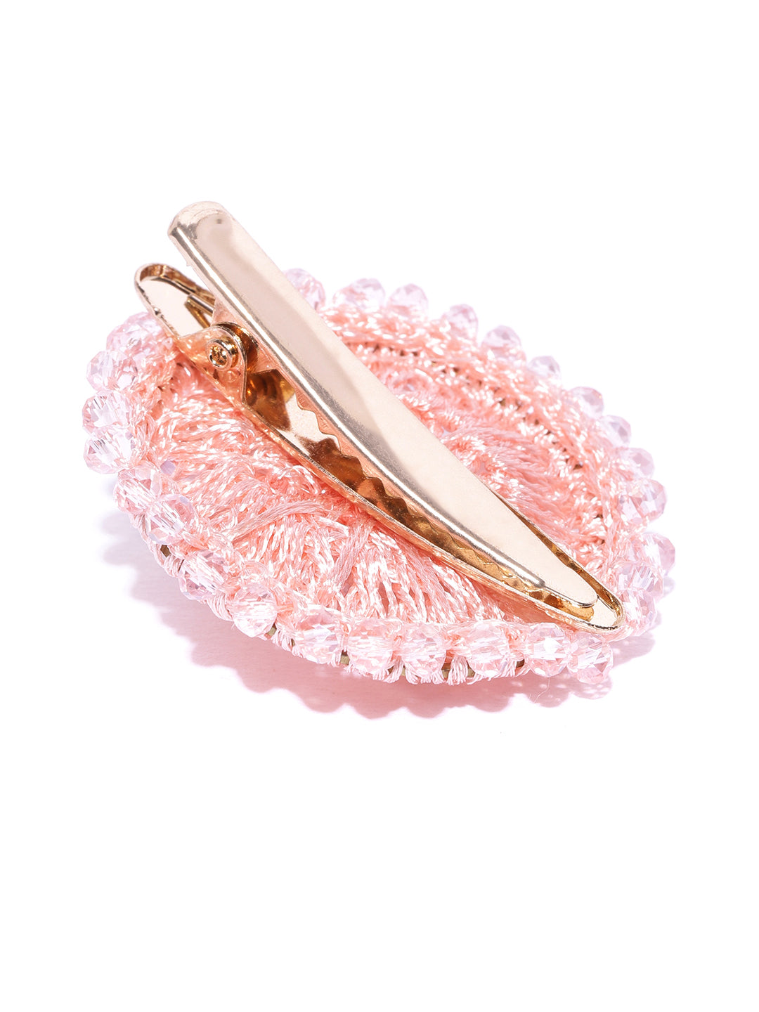 Blueberry peach beaded flower shape alligator hairclip