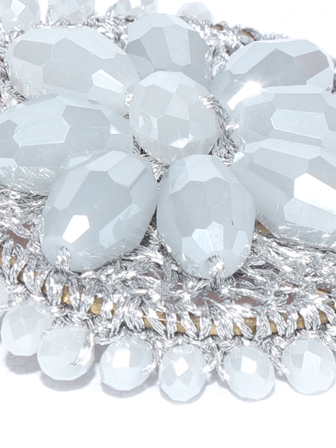 Blueberry Grey beaded flower shape alligator hairclip