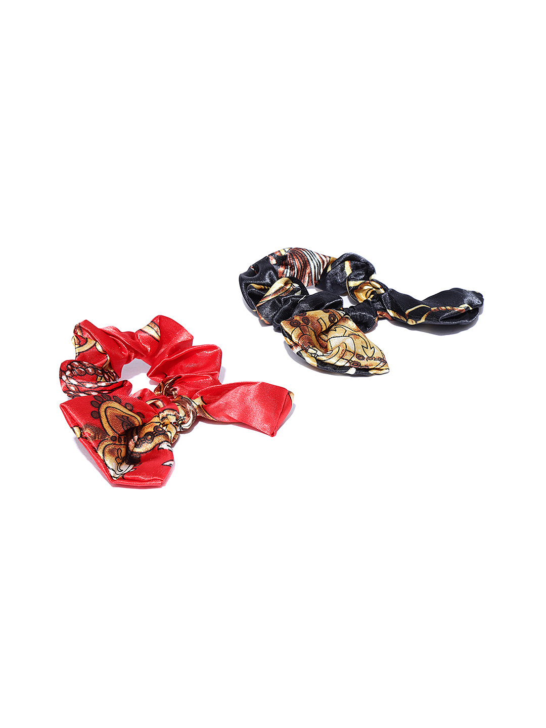 Blueberry set of 2 multi printed bow scrunchies